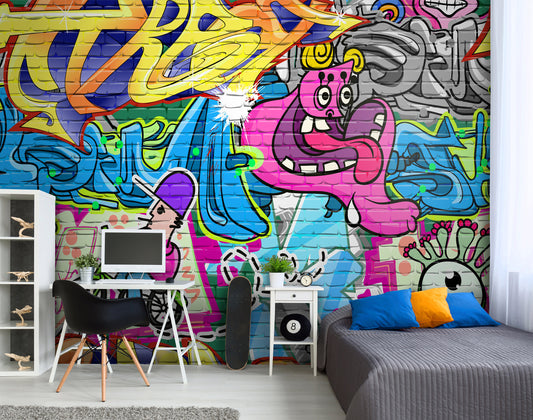 Teenage Room Graffiti Mural, Abstract Mural, Graffiti Wall Art, Graffiti  Wallpaper, Repositionable Removable Fabric, Self Adhesive Mural