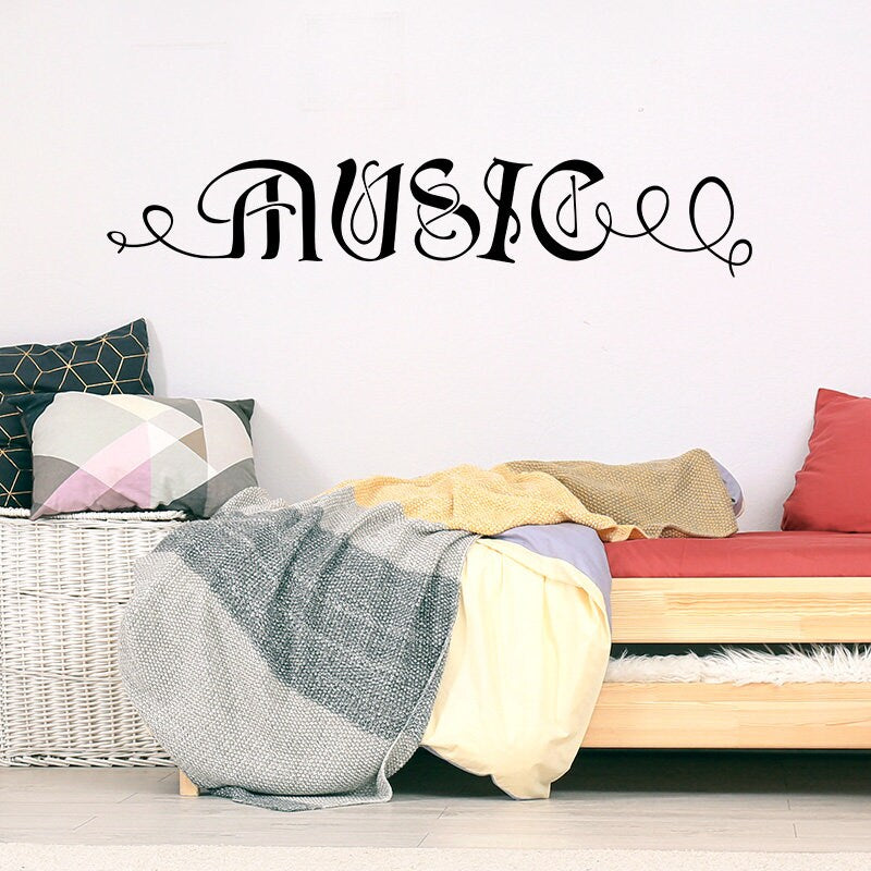 Music Wall Decal, Music Wall Sticker, Music Wall Decor for Teenage Room, Music Vinyl Lettering, Rock Band Wall Decal, Music Quote Decal