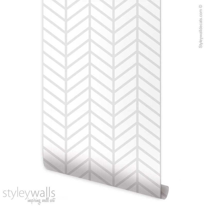 Herringbone Wallpaper, Chevron Pattern Wallpaper, Modern Lines Wallpaper, Fabric Wallpaper, Peel and Stick, Self Adhesive