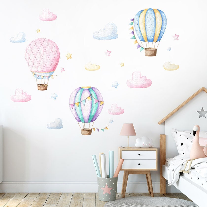 Air Balloons Wall Decal, Hot Air Balloons Wall Decal Sticker, Hot Air Balloons Wall Decor, Air Balloons Girls Nursery Room Decor Wall Art