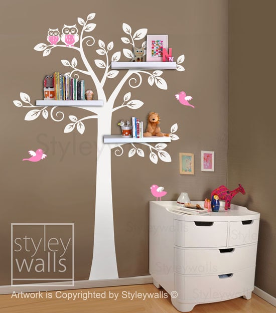 Shelf Tree Wall Decal Nursery Decal Wall Sticker, Shelves Tree Decal, Nursery Tree Decal, Kids Room Decor Sticker, Shelving Tree Wall Decal