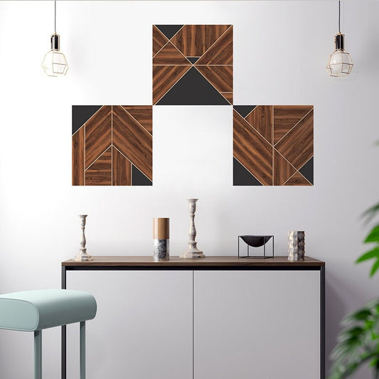 Wooden Panels Wall Decal, Modern Wall Sticker, Abstract Shapes Wall Decal, Tiles Style Decal, Wood Wall Room Decor, Boho Wall Art Decor