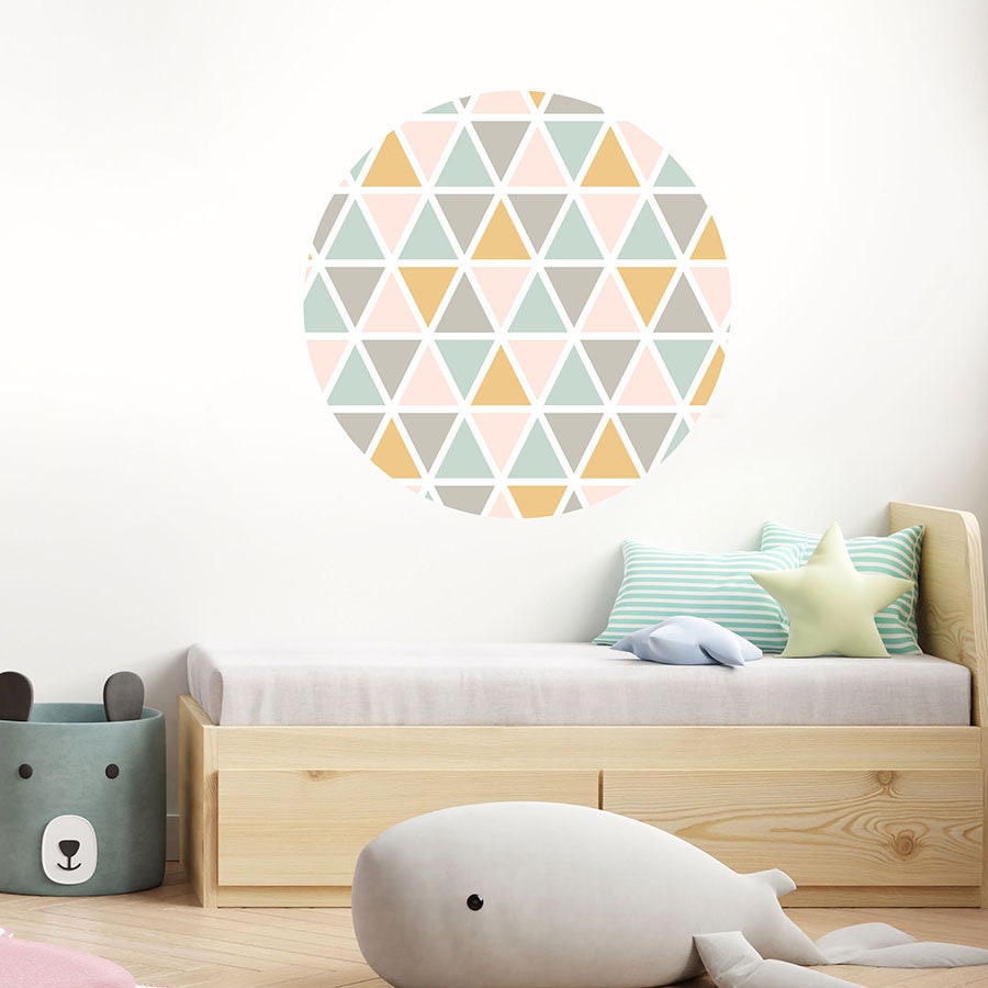 Circle Wall Decal, Big Dot Wall Decal Circle for Kids Room, Circle Wall Sticker, Geometric Wall Art, Blue Abstract Shapes Wall Decal