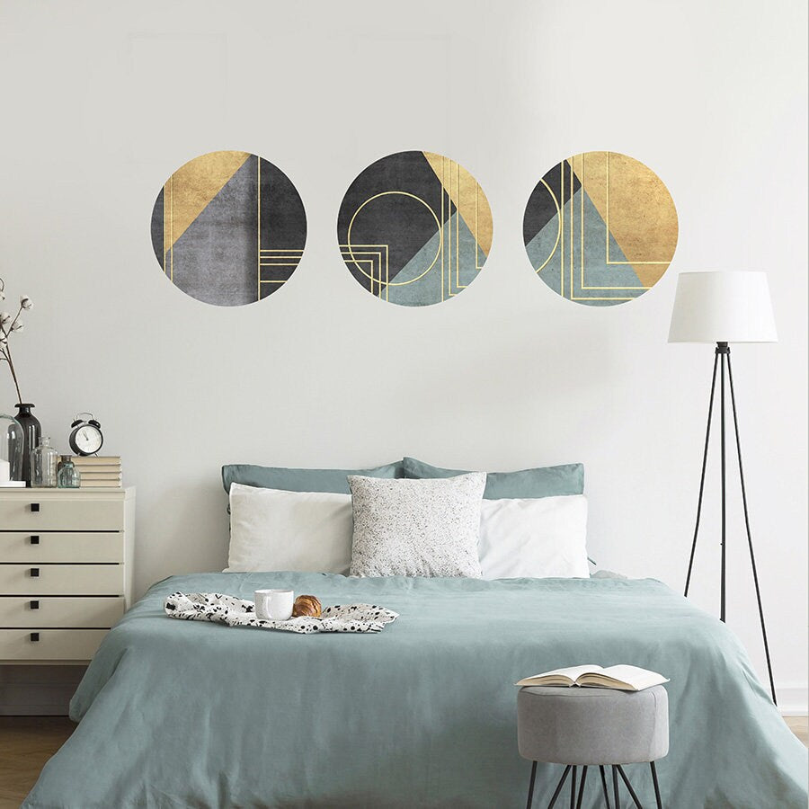 Circles Wall Decal, Modern Shapes Wall Sticker, Abstract Wall Decal, Concrete Decal, Living Wall Room Decor, Bedroom Boho Wall Art Decor