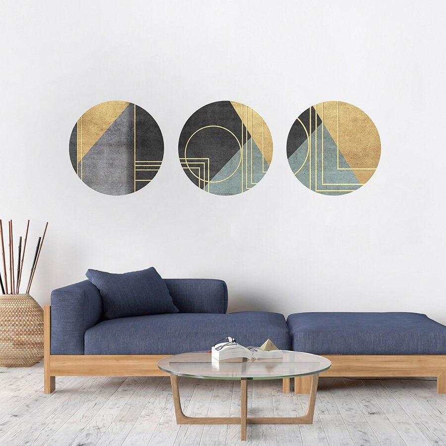 Circles Wall Decal, Modern Shapes Wall Sticker, Abstract Wall Decal, Concrete Decal, Living Wall Room Decor, Bedroom Boho Wall Art Decor