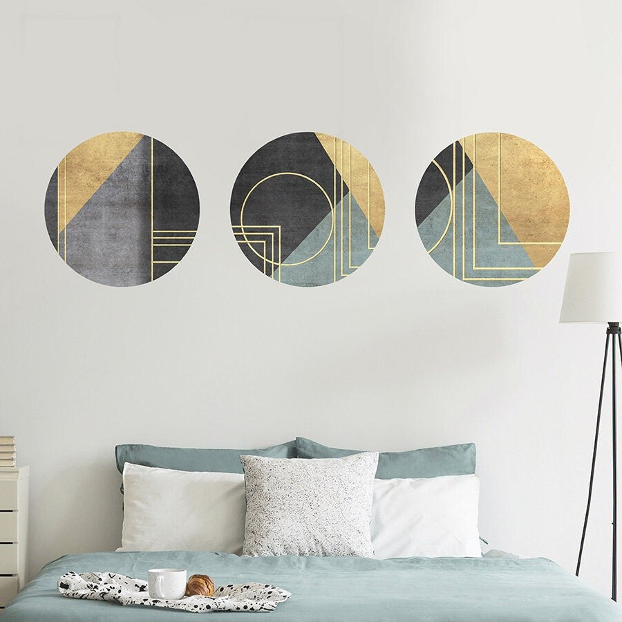 Circles Wall Decal, Modern Shapes Wall Sticker, Abstract Wall Decal, Concrete Decal, Living Wall Room Decor, Bedroom Boho Wall Art Decor