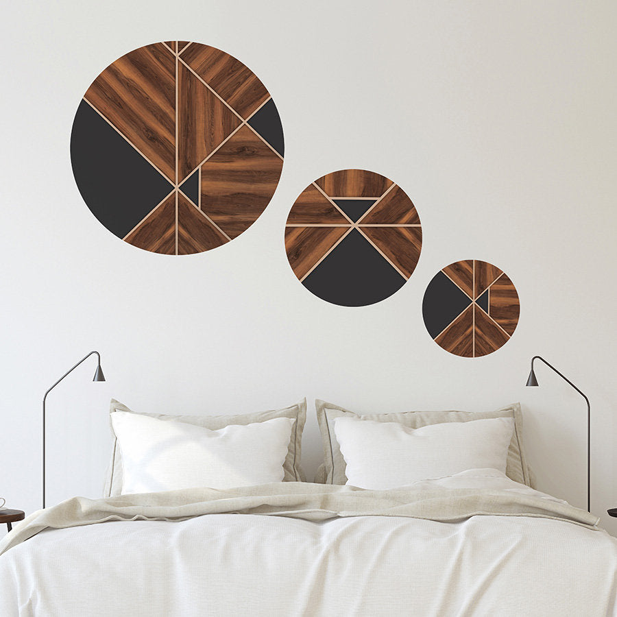 Circles Wall Decal, Wooden Circles Wall Decal, Dots Modern Shapes Wall Decal, Abstract Wall Decal, Lines Wall Art, Room Living Room Decor