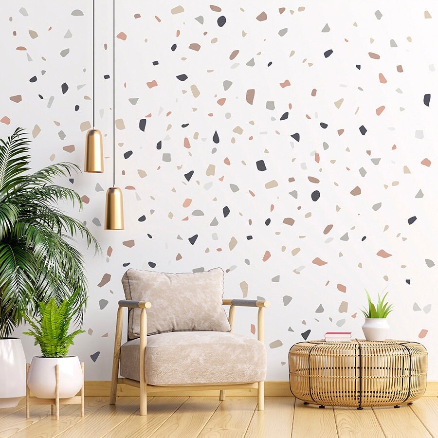 Terrazzo Wall Decal, Terrazzo Wall Sticker, Stones Wall Sticker, Marble Stones Wall Decal, Abstract Wall Stickers, Home Decor Stickers