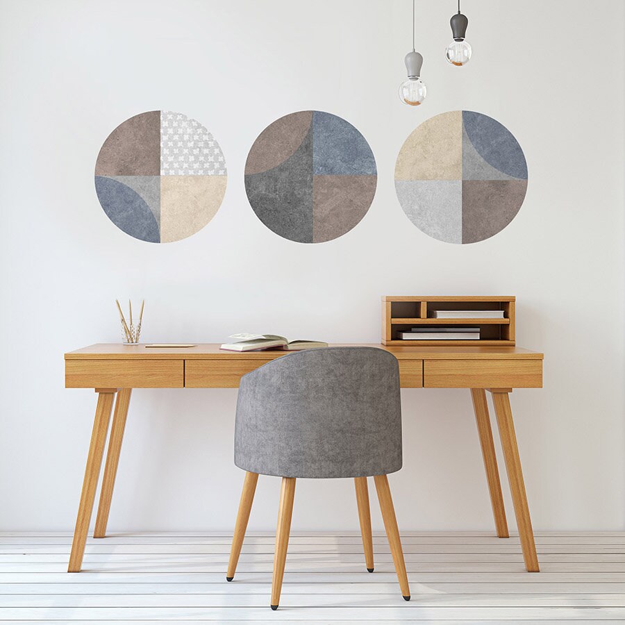 Circles Wall Decal, Modern Wall Sticker, Abstract Shapes Wall Decal, Concrete Texture Decal, Wood Wall Room Decor, Boho Wall Art Decor