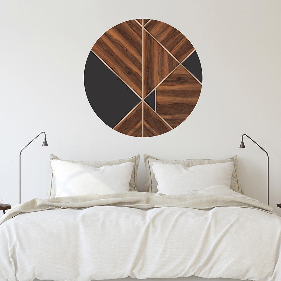 Circle Wall Decal, Circle Wall Sticker, Wood Wall Sticker, Geometric Wall Art, Abstract Shapes Wall Decal, Bed Room Wall Decor