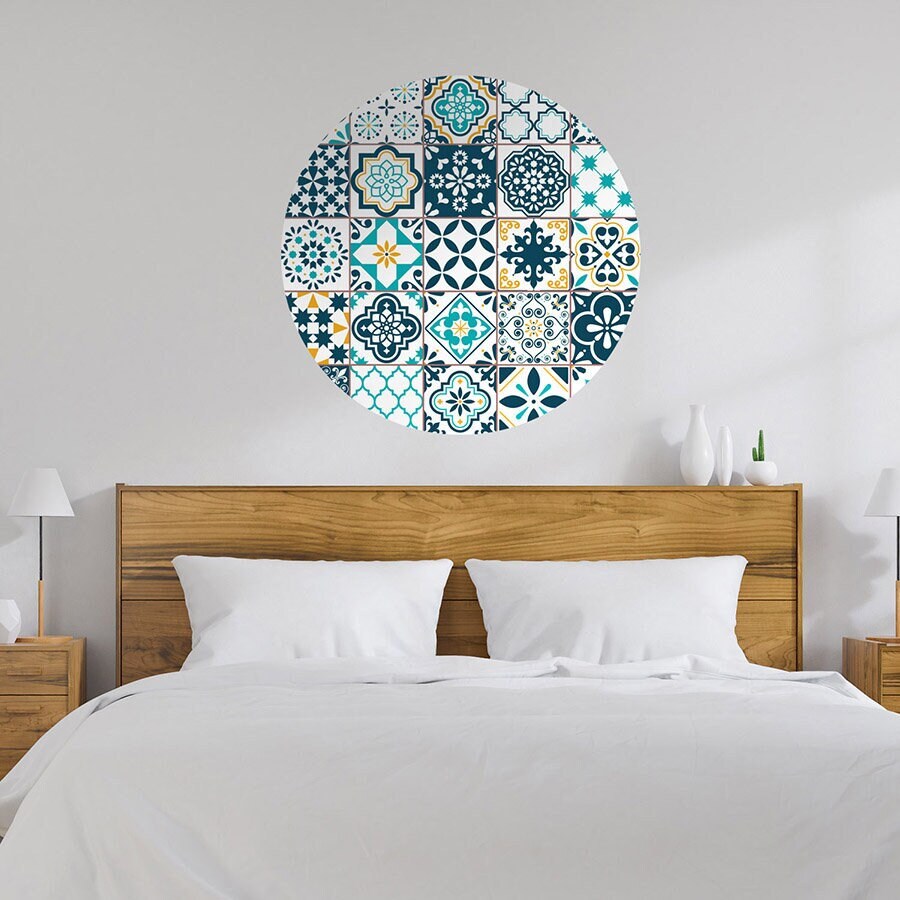 Circle Wall Decal, Circle Wall Sticker, Lisbon Tiles Wall Decal, Geometric Azulejo Pattern Wall Decal, Moroccan Tiles Wall Decal, Home Decor