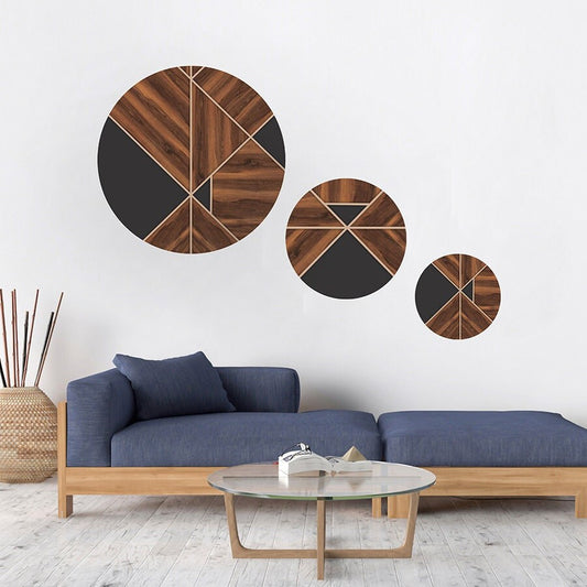 Circles Wall Decal, Wooden Circles Wall Decal, Dots Modern Shapes Wall Decal, Abstract Wall Decal, Lines Wall Art, Room Living Room Decor