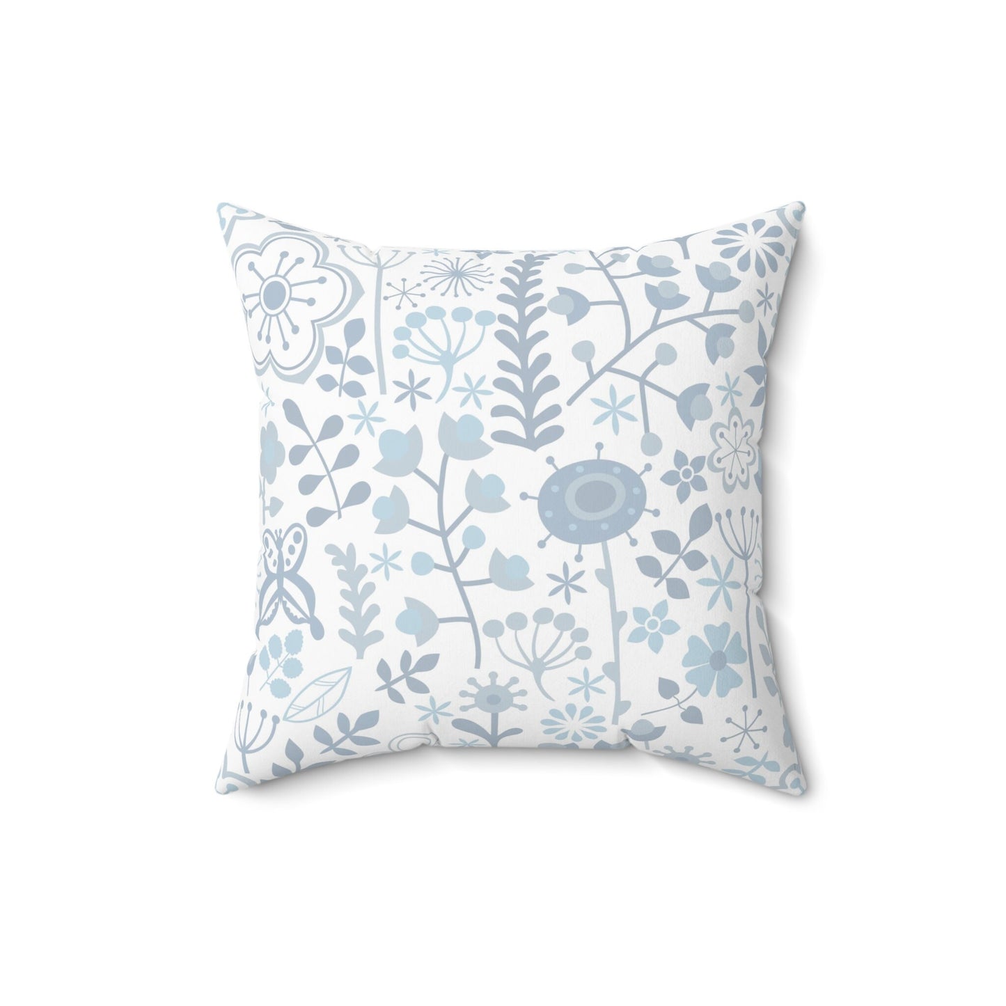 Blue Floral Square Pillow, Decorative Pillow, Flowers Pillow, Decor Pillow for Home Decor, Pillow for Kids Room, Pillow Cover and Cushion
