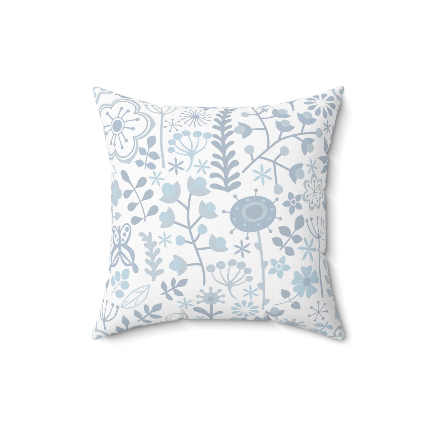 Blue Floral Square Pillow, Decorative Pillow, Flowers Pillow, Decor Pillow for Home Decor, Pillow for Kids Room, Pillow Cover and Cushion