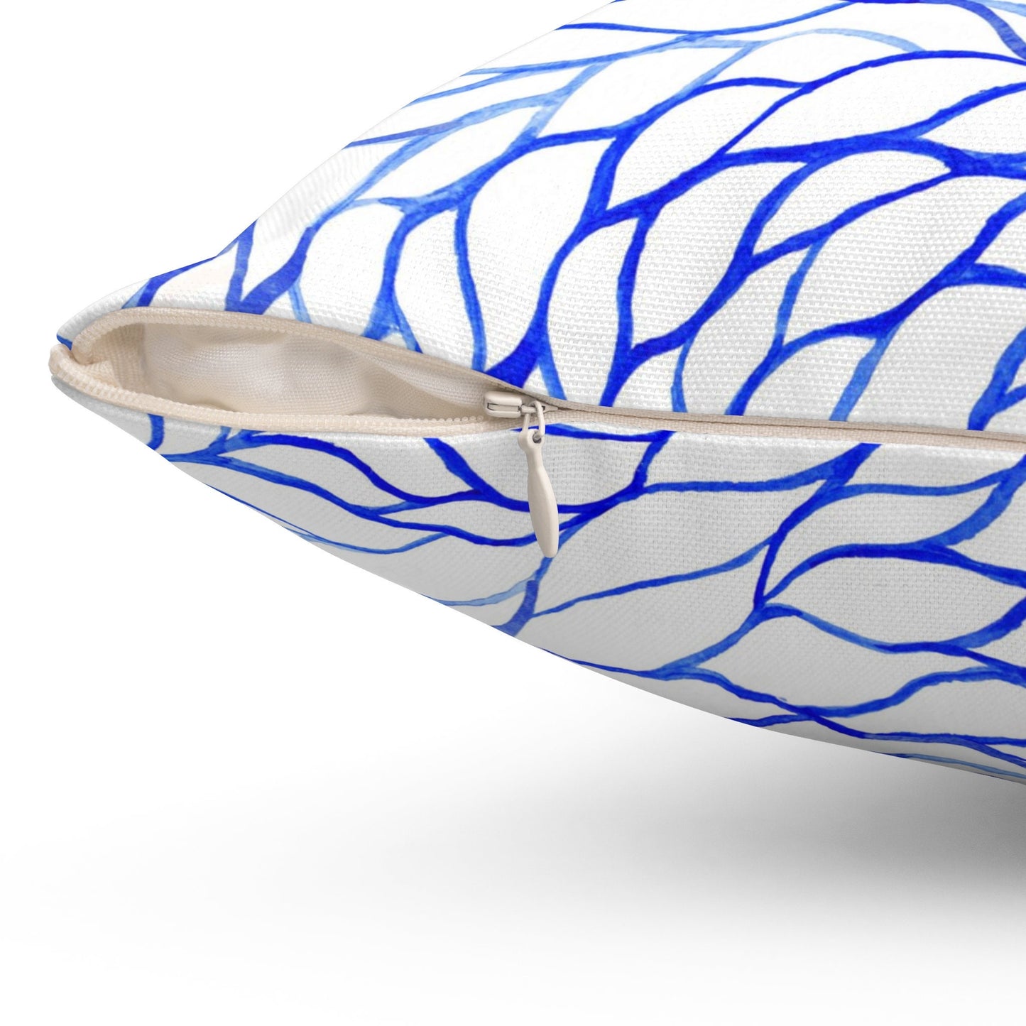 Watercolor Waves Pattern Pillow, Spun Polyester Square Pillow, Hand Drawn Pattern Decorative Cushion and Pillow, Double Sided Printing