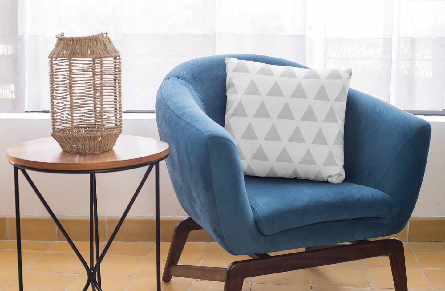 Dreiecksmuster Kissen, Dekokissen, geometrisches Muster gesponnenes Polyester Quadratkissen, Dekokissen und Kissen