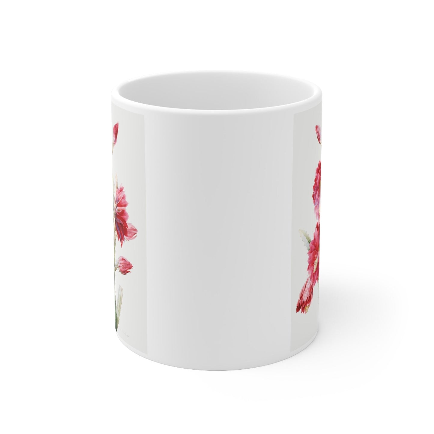 Mug with Cactus, A Flowering Cactus by Pierre Joseph Redout, Birthday Gift Mug, White Ceramic Coffee Mug 11oz, Fine Art Mug, Cup for Coffe