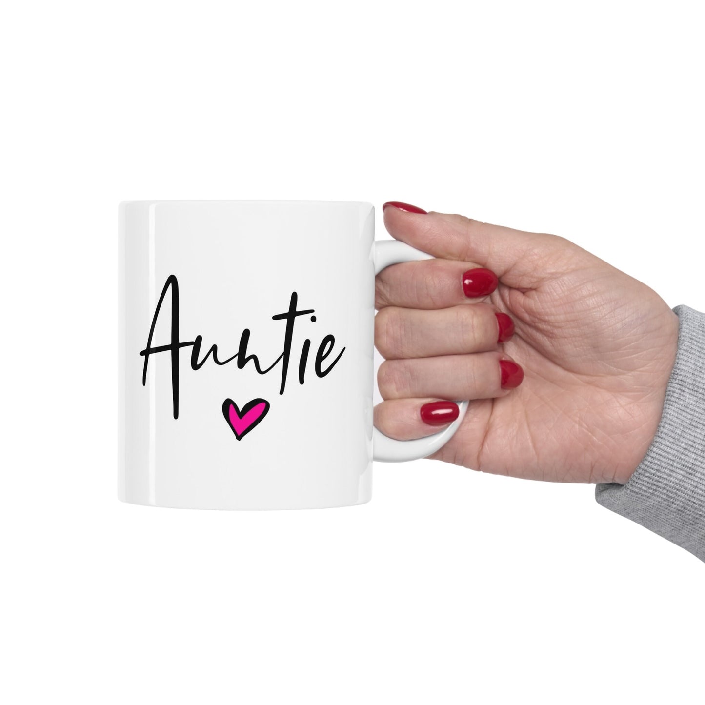 Gift Mug for Aunts, Auntie Love Heart Mug, Funny Mug, Gift Coffee Mug, Coffee Quotes Mug, Cup for Coffee, White Ceramic Coffee Mug