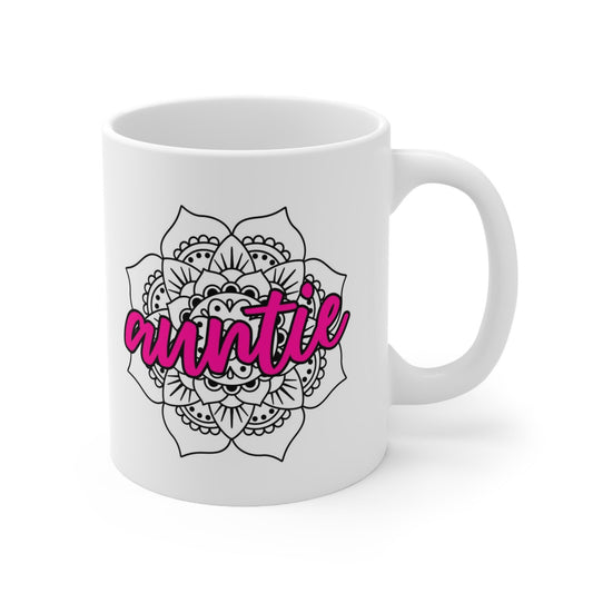 Mandala Auntie Gift Mug, Auntie Mug, Funny Mug, Gift Coffee Mug, Coffee Quotes Mug, Cup for Coffee, Ceramic Coffee Mug 11 oz