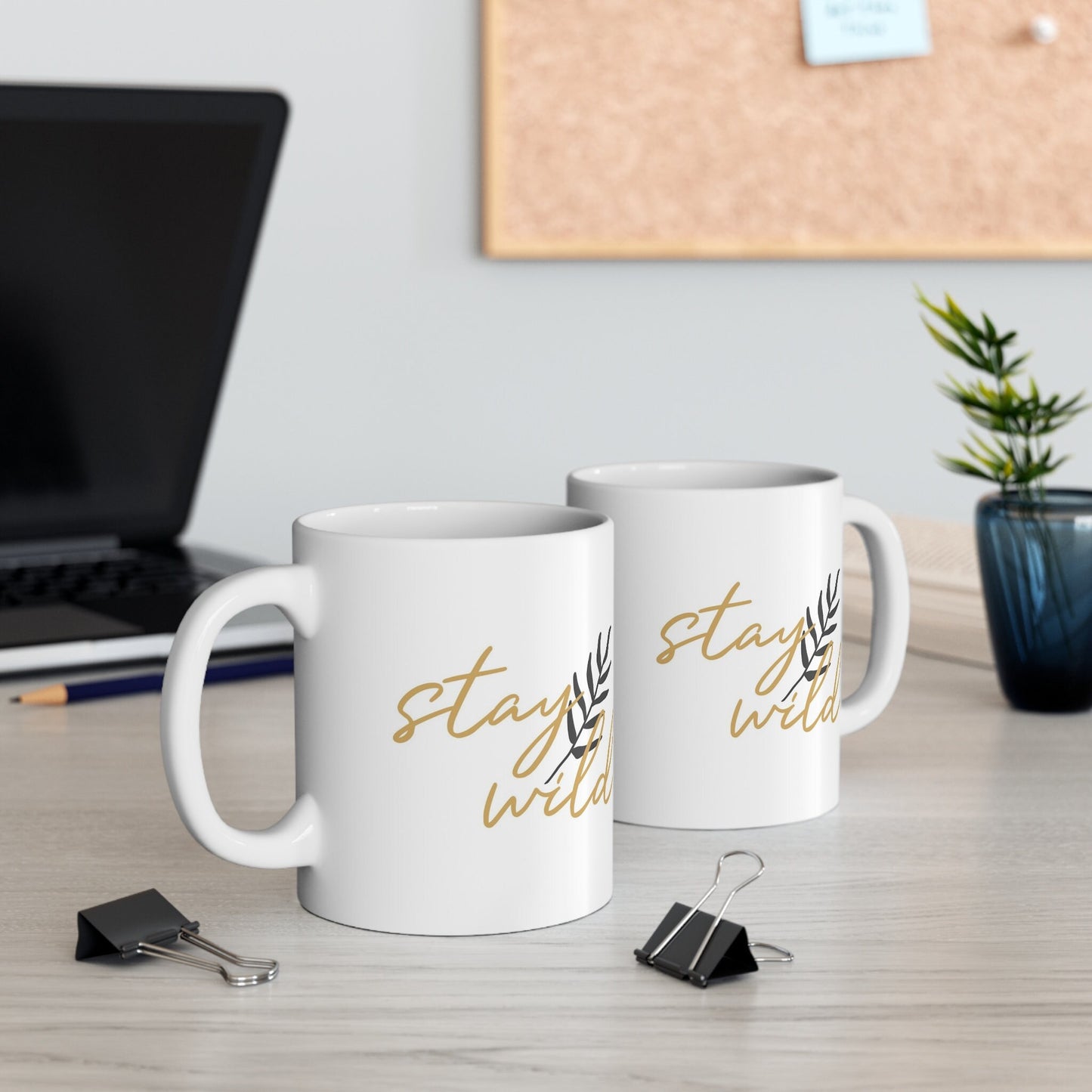 Stay Wild Quote Mug, Boho Mug, Birthday Gift Mug, Inspirational Mug, White Ceramic Coffee Mug 11oz, Customized Mug