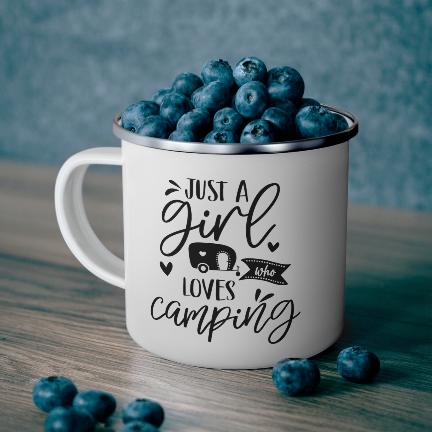 Just a Girl Camping Travel Mug, Gift Mug, Inspirational Camping Mug, Mug with Camping Quotes, Stainless Steel Camping Mug 12oz