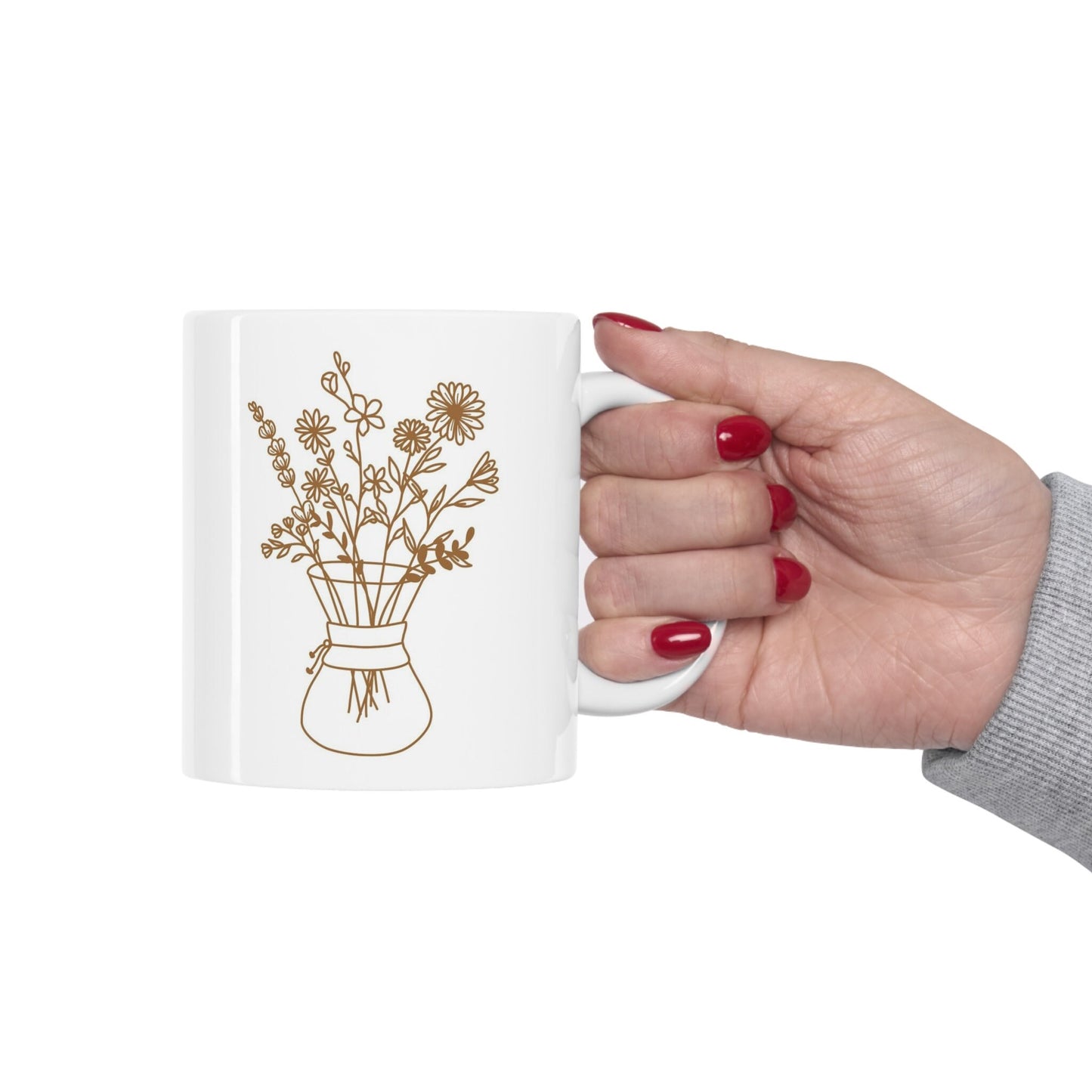 Coffee Flower Bouquet Mug, Gift Coffee Mug, Coffee Quotes Mug, Inspirational Mug, Cup for Coffee or Tea, Ceramic Coffee Mug 11oz