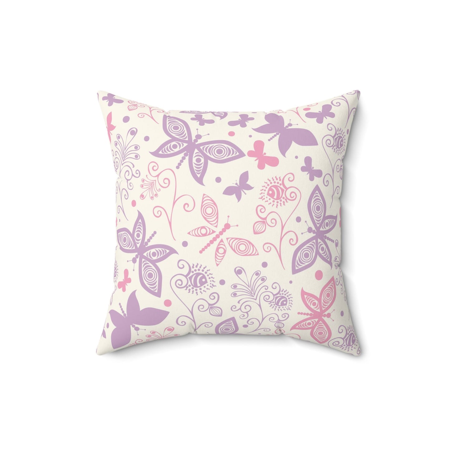 Kissen mit rosa Schmetterlingsmuster, Dekokissen fürs Kinderzimmer, quadratisches Kissen aus Polyester, Dekokissen und Kissen