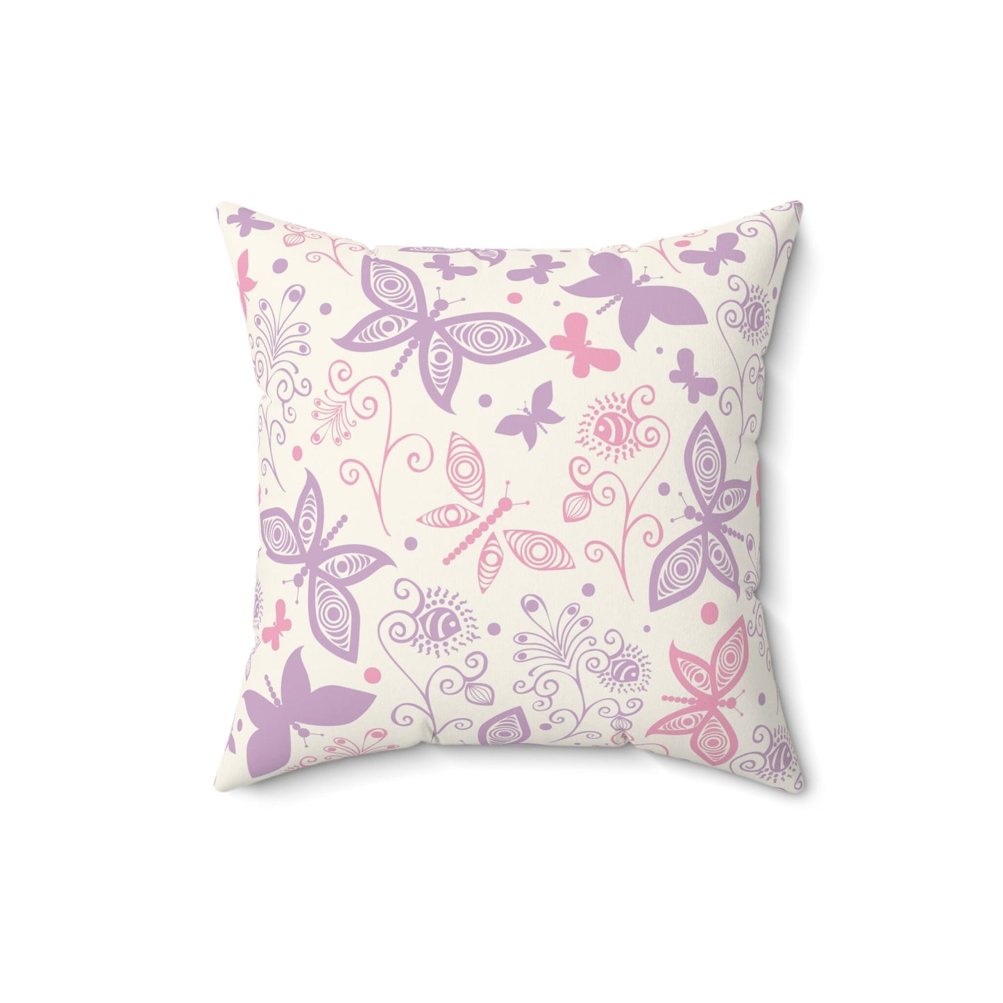 Kissen mit rosa Schmetterlingsmuster, Dekokissen fürs Kinderzimmer, quadratisches Kissen aus Polyester, Dekokissen und Kissen