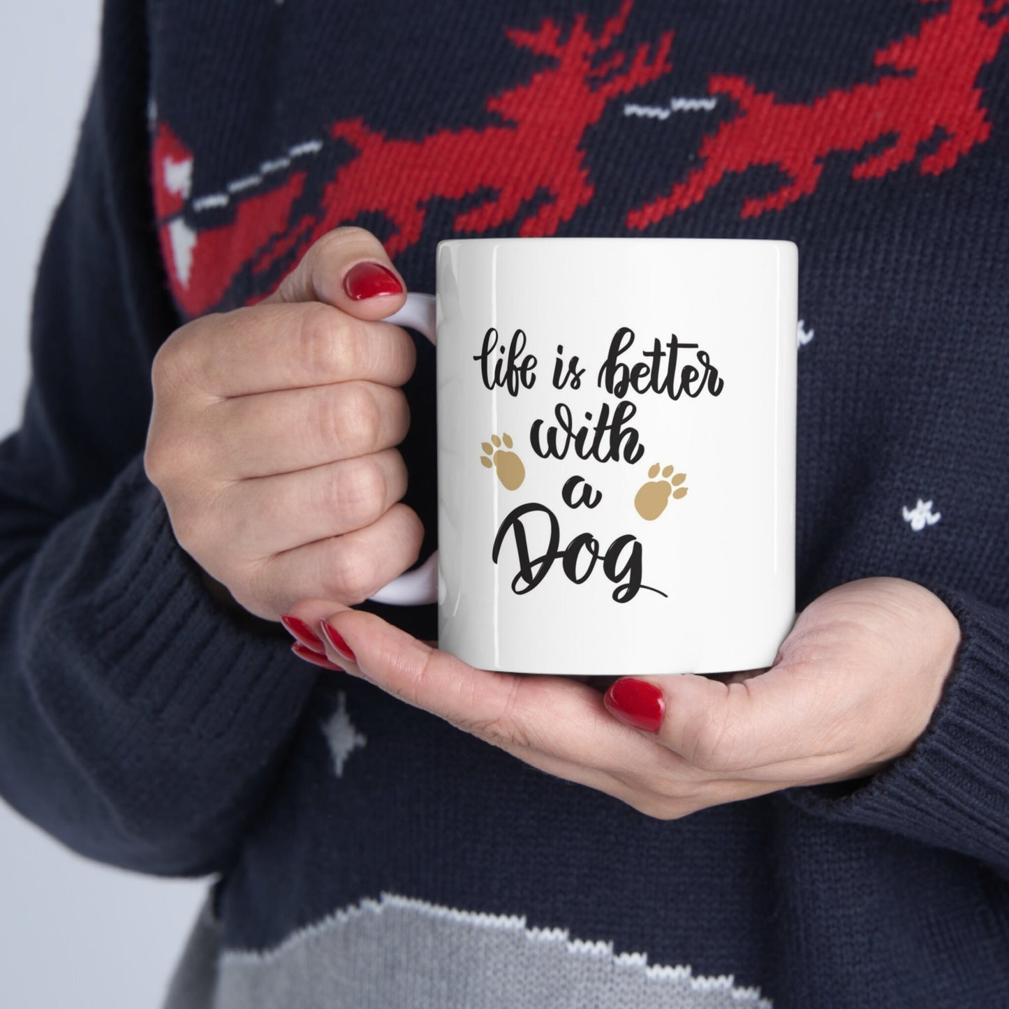 Life is better with a dog White Ceramic Mug 11oz, Inspirational Mug, Quotes Mug, Gift for Tea Coffee Lovers, Customized Mug, Personalized