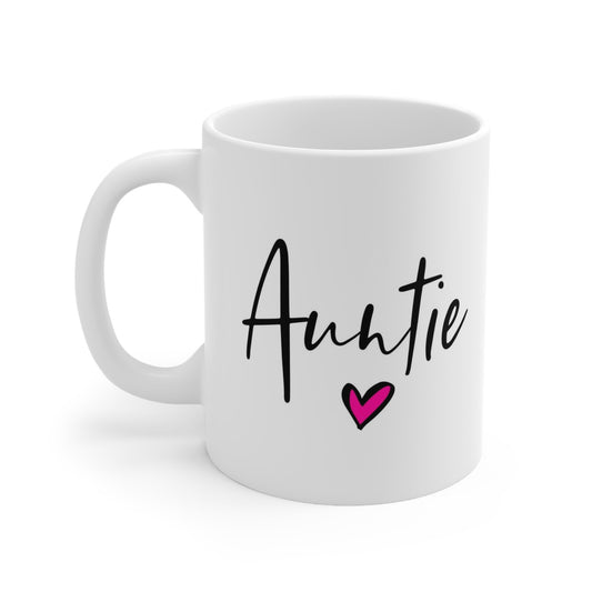 Gift Mug for Aunts, Auntie Love Heart Mug, Funny Mug, Gift Coffee Mug, Coffee Quotes Mug, Cup for Coffee, White Ceramic Coffee Mug