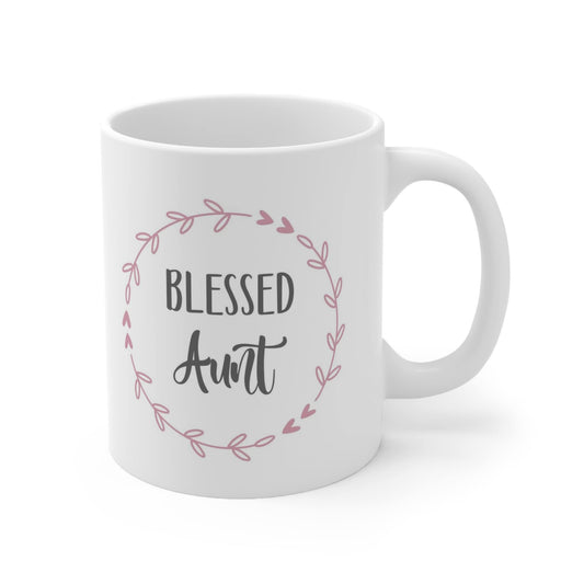 Blessed Aunt Gift Mug, Auntie Mug, Funny Mug, Gift Coffee Mug, Coffee Quotes Mug, Ceramic Cup Mug for Coffee or Tea 11 oz