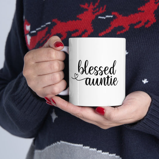 Blessed Auntie Gift Mug, Mug for Aunt, Gift Coffee Mug, Coffee Quotes Mug, Ceramic Cup Mug for Coffee or Tea 11 oz
