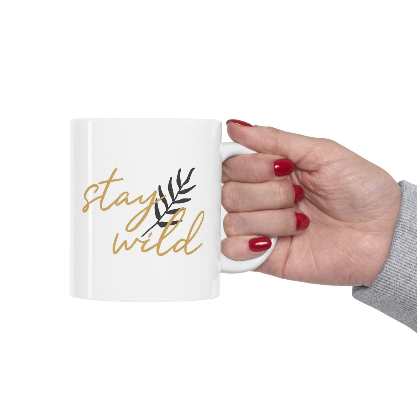 Stay Wild Quote Mug, Boho Mug, Birthday Gift Mug, Inspirational Mug, White Ceramic Coffee Mug 11oz, Customized Mug