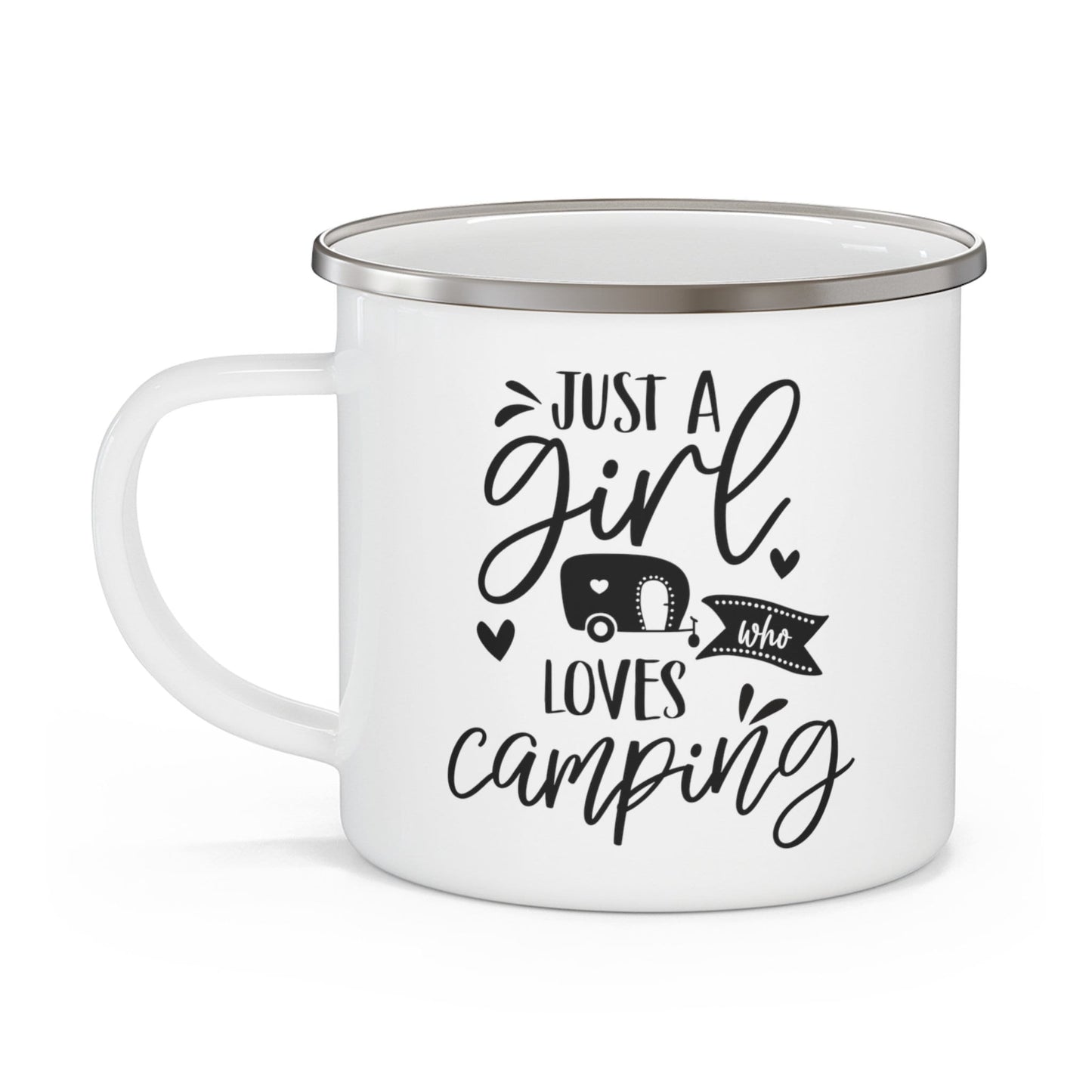 Just a Girl Camping Travel Mug, Gift Mug, Inspirational Camping Mug, Mug with Camping Quotes, Stainless Steel Camping Mug 12oz