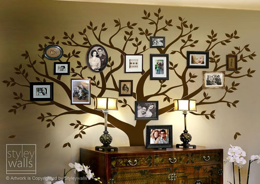 Autocollant mural arbre généalogique, autocollant mural arbre, autocollant mural arbre cadre photo, grand autocollant mural arbre généalogique, cadres de salon arbre
